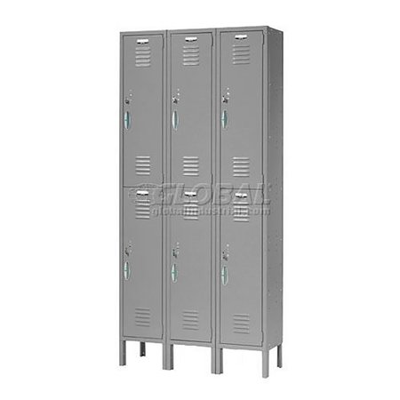 GLOBAL INDUSTRIAL Double Tier Locker, 12x18x36 6 Door, Unassembled, Gray 652049GY